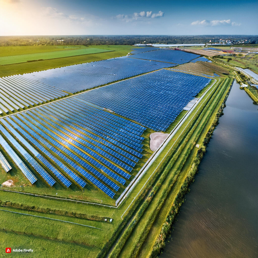 solar farm next to river